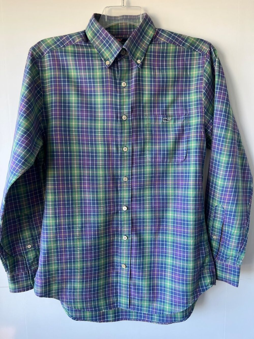 Vineyard Vines by Shep & Ian, Slim Fit Tucker Shirt, Green & Blue Plaid, Size M